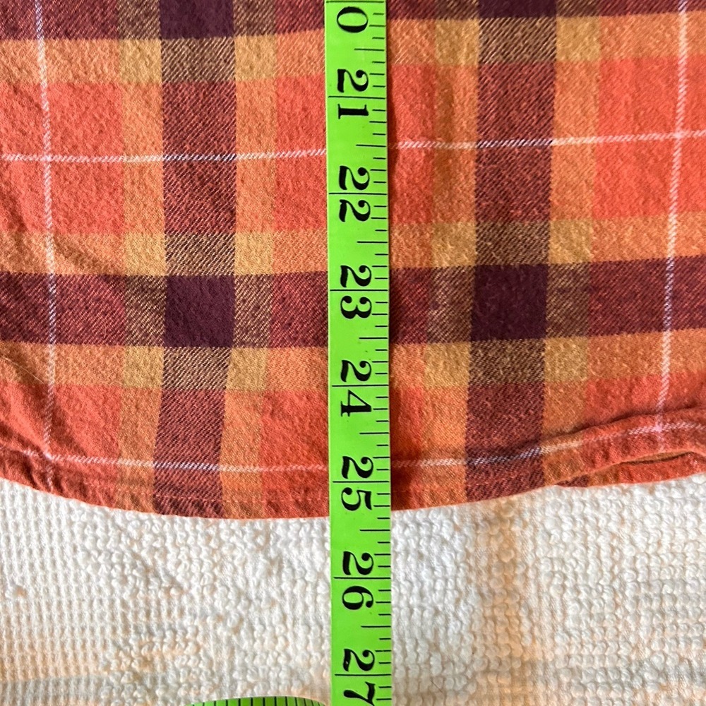 Patagonia Organic Cotton Midweight Fjord Flannel Shirt Womens Sz XS Orange Plaid - Picture 9 of 9